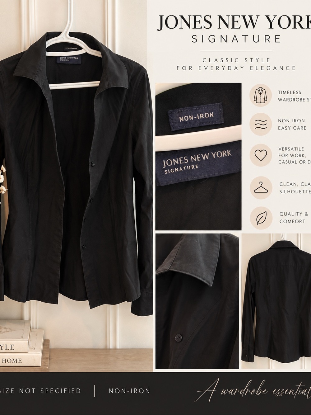 Jones New York Black Tailored Shirt Jacket